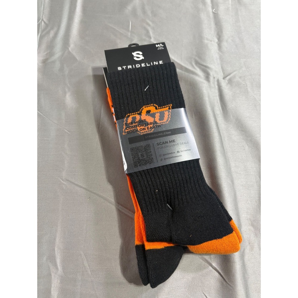 Strideline Oklahoma State OSU Cowboys Pokes 2 Pack Crew Socks Mens M/L‎ 8-12 NEW